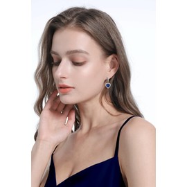 GZWHD Blue Sapphire Heart Earrings for Women