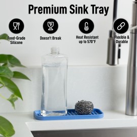 Zulay (9x3.5) Silicone Sponge Holder for Kitchen Sink - Flexible Multipurpose Soap Tray Sponge Holder - Sink Organizer Tray for, Bathroom, Makeup, Trinkets & More (Provence Blue)