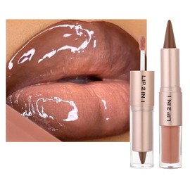 MiaSarah Lip Liner Gloss Lip Combo Sets Kit,Nude Brown Lip Liner and Brown Gloss Set, lip combo sets for black women, High Pigmented Long Lasting Plumping Lip Gloss Lipstick Waterproof Lip Combo 06