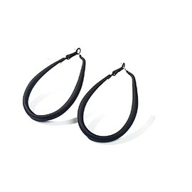Large Red Matte Round Hoop Earrings Wide Faux Leather Multicolor Pierced for Women Classic Lightweight Wedding Holiday Jewelry-Black Teardrop
