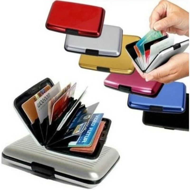 Generico Unisex Silver Black Minimalist Credit Card Holder, Silver /