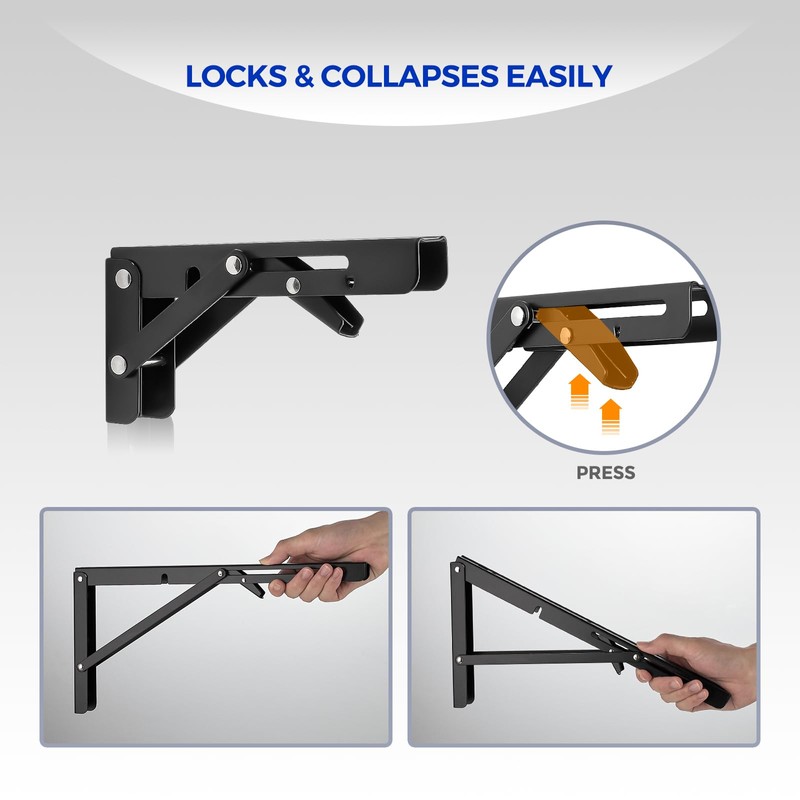 Ravinte 6 Inch Heavy Duty Folding Shelf Brackets - Collapsible