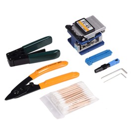 Optical Fiber Cleaver,FTTH Splicing Splice Fiber Optic Stripping Tool Kit Set with Fiber Cleaver FC-6S