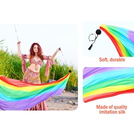 Hitopin 1 Pair Balls for Belly Dance, Scarf Throwing Ball, Poi Streamer Throwing Ball, Belly Dance Poi Streamers Silk Veil, Poi Streamer Throwing Ball for Belly Dance Performance, for Parties, Dances,