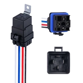 Ronybuy 4-PIN 12V DC IP65 Waterproof Relay with Harness 40/30 AMP Relay Switch - Heavy Duty 12&16 AWG Tinned Copper Wires, SPST Automotive Relay Kit for Horns Starters Radiator Motor Fans, Pack of 1