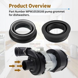 WPW10538166 Dishwasher Circulation Pump Inlet Grommet, Replaces AP6022761 PS11756098 W11182008 3021506 EAP11756098 Compatible with KitchenAid Maytag Whirlpool Jenn-Air Kenmore Amana Dishwashers