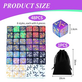 48 Pieces Counting Dice And 1 Piece Storage Bag, Creative Dice, Cube Dice, Throwing Games, Toy Dice