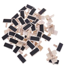 50PCS Mini Chalkboard Clips, Wooden Photo Note Clip Blackboard, Retangle Message Board for Memo, Table Number Signs, Wedding, Bar, Food Label, Party Decor