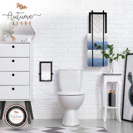 Autumn Alley Modern Farmhouse Toilet Paper Holder with Unique Shiplap Design – Handcrafted Wood Toilet Paper Dispenser – Classy Black and White Wall Mount | Boho Shabby Chic Rustic Bathroom Décor