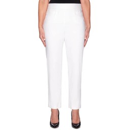Alfred Dunner Petite Womens PetiteClassic Allure Fit Proportioned Pant with Elastic Comfort Waistband, White, 6P