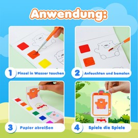 YPLUS Watercolor Coloring Book for Toddlers, Watercolor Painting Paper for Kids Ages 1-3, 2-4, Magic Book, Craft Gift for Drawing, Mini Animals