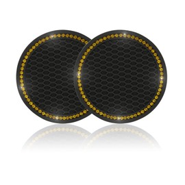 JUSTTOP 2 Pack Universal Auto Anti Slip Cup Holder Insert Coaster, Car Cup Holder Coaster, Bling Crystal Rhinestone Car Interior Accessories, Black - Yellow