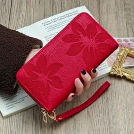 Bakurok Womens Wallet RFID Wristlet Wallet for Women Zip Around Credit Card Holder Floral Leather Ladies Clutch Long Purse