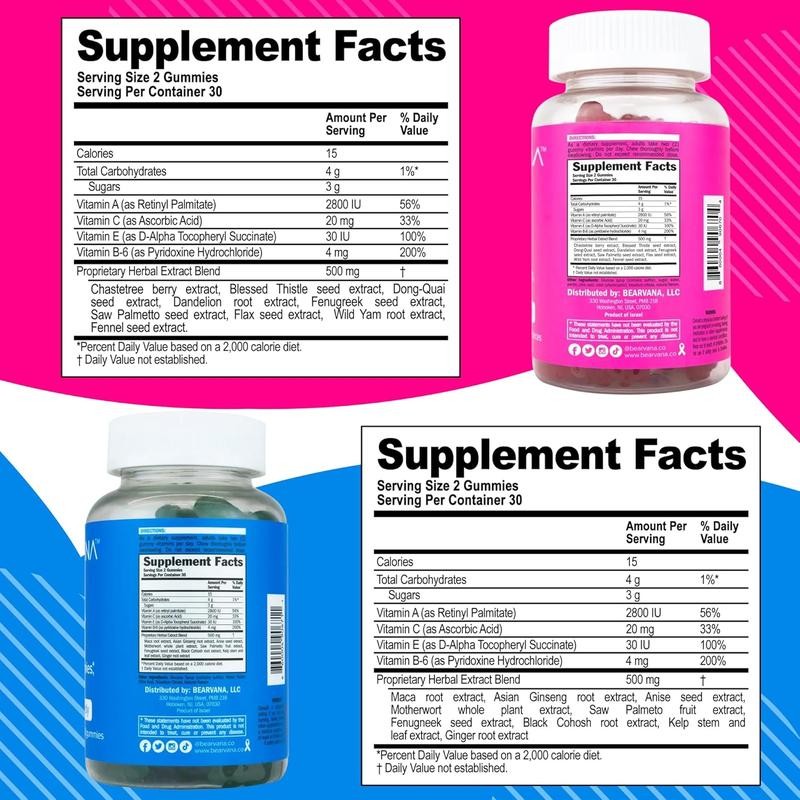 BEARVANA Multivitamin Gummies Combo – Berry & Peach, Women’s Fitness