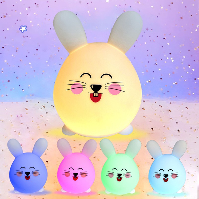 Silicone Night Light Cute Cartoon Mouse USB Rechargeable Tap Control