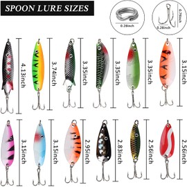 30pcs Metal Fishing Lures Spinnerbait Kit Trout Spoon Lure Colorful Casting Roostertail Spinner Baits Minnow Crankbait with Treble Hooks for Trout Bass Salmon Walleye