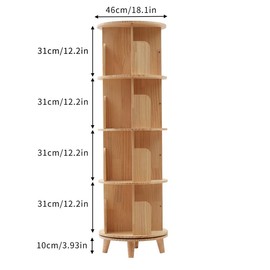 Rotating Bookshelf 360 Display Bookcase Storage Rack Multi-Functional Wood Bookshelf Organizer Figure Collection For Livingroom, Bedroom, Classroom - Color: 4