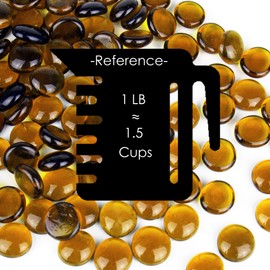 CYS EXCEL Amber Glass Gemstone Beads Vase Fillers (6 LBS) Flat Marble Beads Multiple Color Choices Aquarium Decor Rocks Floral Stones Decorative Mosaic Glass Gem Pebbles