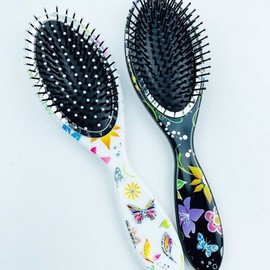 Oval Floral Seven-Star Hair Brush (Medium) 1 White