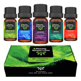 Kit Favoritos De 5 Aceites Esenciales Variados Para Difusor Y Aromaterapia, Lavanda, Eucalipto, Árbol De Té, Menta, Naranja, Original Natures Oils, 50ml