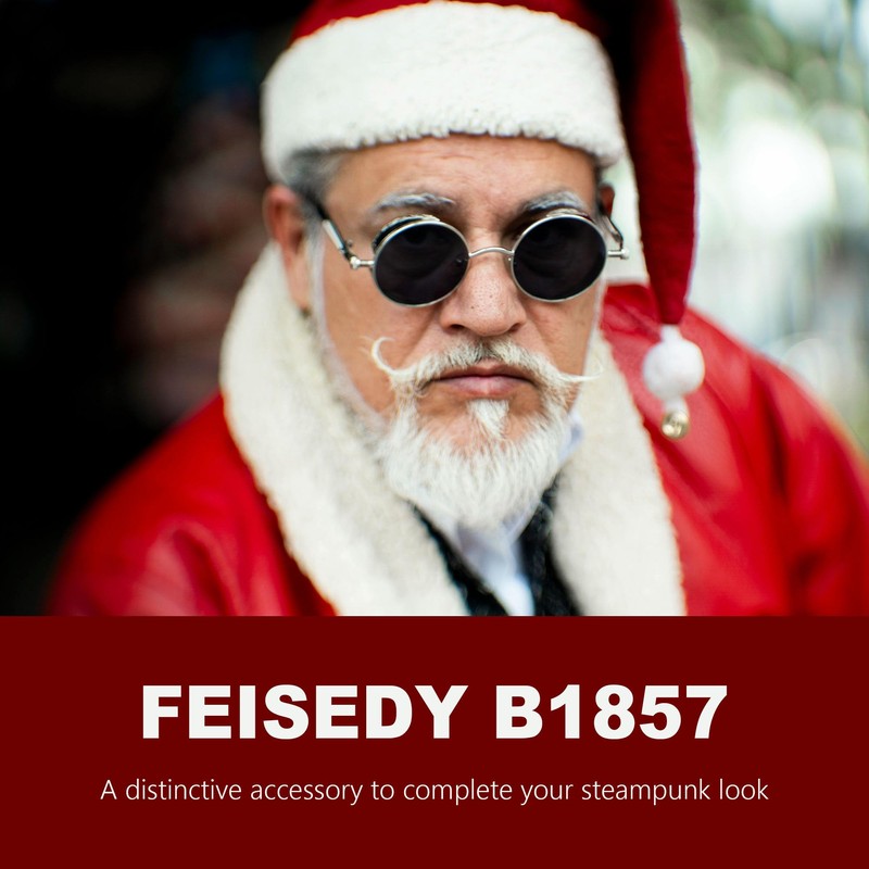 FEISEDY Vintage Round Lens Metal Frame Gothic Steampunk Sunglasses for