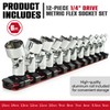 CROM Universal Flex Socket Set - 1/4 Inch Drive 6-Point