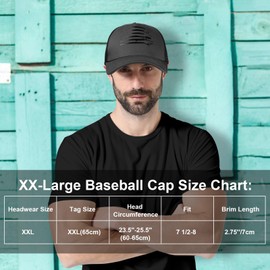 Oversize L/XL/XXL Hunting & Fishing Trucker Hat - Large Size Breathable Mesh American Flag Baseball Cap for Men Big Head Navy/Black