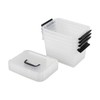 Guankan 6 Quart Clear Plastic Lidded Storage Bins, 4 Pack