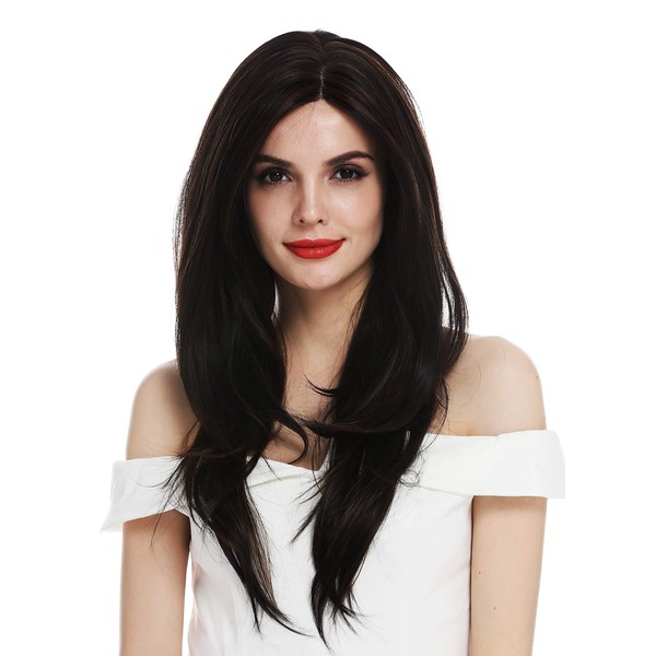 WIG ME UP DW2768-MF-2H30 Women's Wig Lace Front Monofilament Long Sleek Straight Black Brown Copper Brown Highlighted