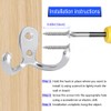 PAIDASHU 6-Pack Double Coat Hooks, Metal Hooks, Wall-Mounted Coat Hooks
