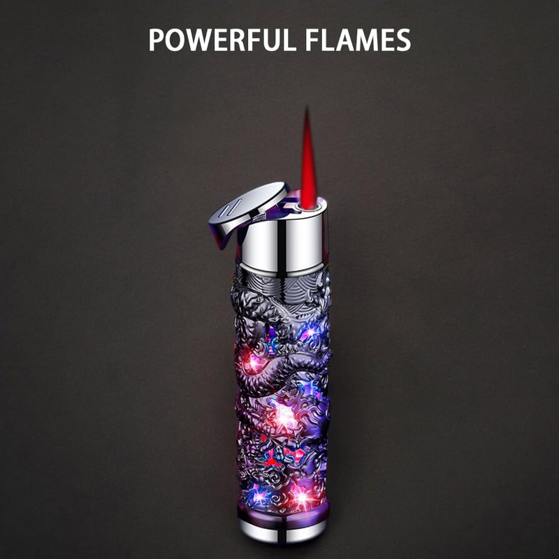 MACHYAO Creative Shiny Dragon Torch Lighter - Windproof, Jet Red
