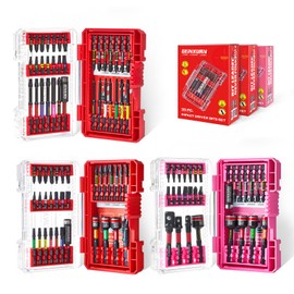 Geinxurn 113Pcs Impact Screwdriver Bits Set, Magnetic S2 Steel 1”/2”Phillips/Square/Torx/Slotted/Security Torx/Hex Bits Tips,Impact Bit Holder and Nut Driver and Socket Adapter with Storage Box Case