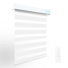 Bluetooth Smart Motorized Blackout Shades for Home Office Voice & Remote/App Controlled Roller Blinds with Safety Featurescolor: 60% Blackout-White, size: 45"W x 72"L