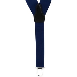 TigerTie Unisex Braces in Y-Shape with 3 Extra Strong Clips - Colour into Monochrome – High-Quality Workmanship – Width 35 mm - Navy Navy Blue