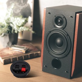 2 PCS Speaker Terminals, Sub Box Terminals Speaker Box Terminal Cup Subwoofer Box Speaker Terminal Plates Round Spring Subwoofer Box Terminal Binding Post Connector for DIY Home Car Speaker Sub-Woofer