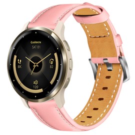 Laband 18mm Leather Watch Band Compatible with Garmin Venu 3S/Venu 2S/Vivoactive 4S/Vivomove 3S/Forerunner 265S/Forerunner 255S, Genuine Leather Soft Strap Quick Release Wristband for Women Men