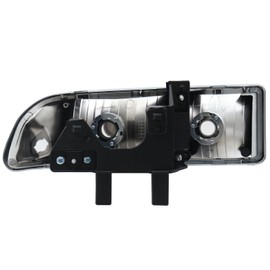 MOSTPLUS Headlight Assembly Compatible for 1998-2004 Chevy S10 Pickup/Chevy Blazer SUV Front Lamp Bumper Lights Clear Lens Black Housing Clear Corner (set of 2)