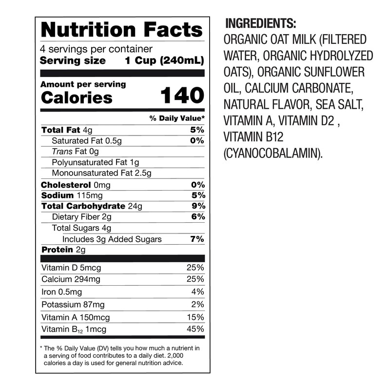 Oatsome Organic Oat Milk, 1-Liter Carton, Regular, 33.8 Fl Oz