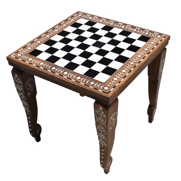 Royal Chess Mall Handcrafted Chess Board Table | Library Series Luxury Chess Table | Acrylic Ivory & Sheesham Golden Rosewood Borders | Table Height 14" | 14" x 14" x 14" | 6.6 lbs | 3.3cm Squares