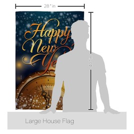 Angeleno Heritage Countdown New Year House Flag Dowel Set Winter Clock Champagne Party Fireworks Celebrate Decoration Banner Small Garden Yard Gift Double-Sided, Made in USA