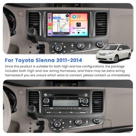Inefala [2+64GB] Car Stereo for Toyota Sienna 2011-2014 with Wireless Carplay Android Auto, 9 Inch HD Touchscreen with GPS WiFi Bluetooth FM/RDS Radio EQ SWC 26UI Backup Camera MIC