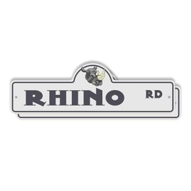 Rhino (2 Pack) Plastic Street Sign - 7 Inch X 20 Inch Gift Animal Wildlife Exotic Safari Large Nature Zoo Tough Decor Outdoors Symbol