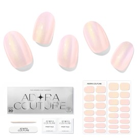 Adora Couture Semi Cured Gel Nail Strips | 30pcs Pink Aurora Nail Wraps Kit for Women | Glaze Nail Strips | Gel Nail Stickers with UV Light Required (Pink Aurora)