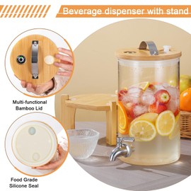 Drink Dispenser,Glass Beverage Dispenser with Stand,1.3 Gallon Drink Dispenser with Spigot,Drink Dispensers for Parties,water dispenser for refrigerators,outdoor,Bars,kitchen
