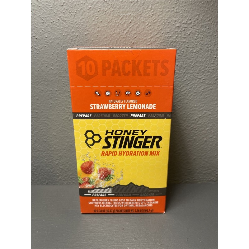 Honey Stinger Strawberry Lemonade Rapid Hydration Recovery 10 Pack Box