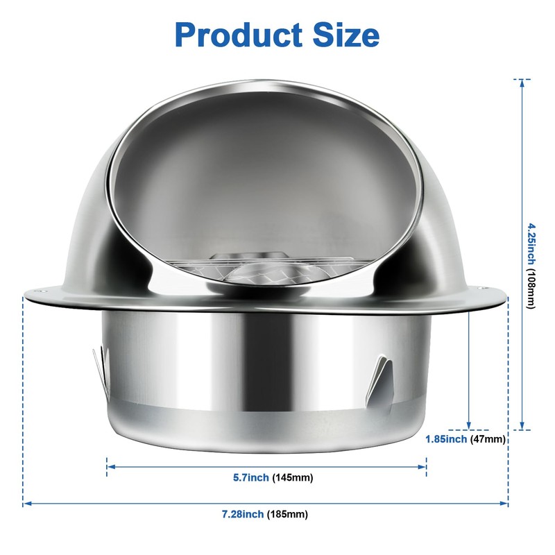 Midcvfrun 6 Inch Wall Vent Cover, Dryer Vent Cap Outside