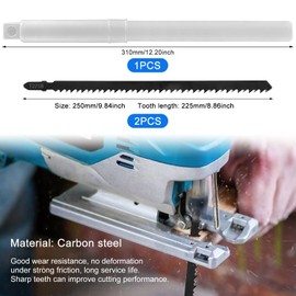 Jigsaw Blades Wood 250 mm T225B Jigsaw Blade Set T-Shank Jigsaw Blades High Carbon Steel Jigsaw Accessories Universal Shaft for Wood Plastic and Metal 2 Pieces
