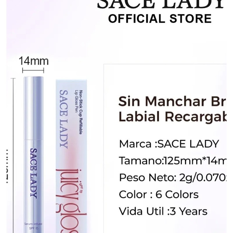 Sace Lady Labial Gloss Retráctil Efecto Brillo Jugoso Fps15