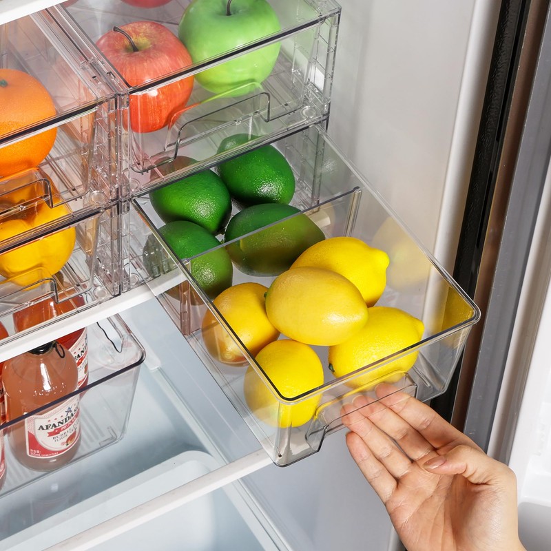 Vtopmart 10 Pack Stackable Storage Drawers,Clear Acrylic Drawer Organizers with