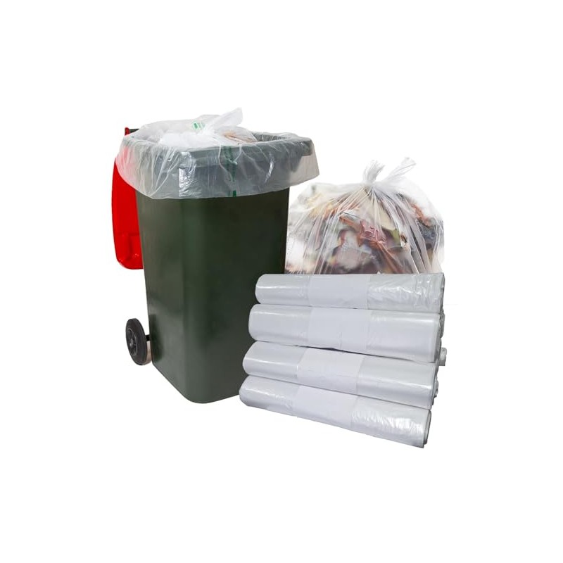 Strong Clear Wheelie Bin Liners Heavy Duty Rubbish Sacks for